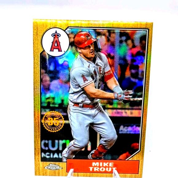 MIKE TROUT 2022 Topps Chrome 87BC-1 1987 35th Anniversary Refractor Insert - Picture 3 of 5
